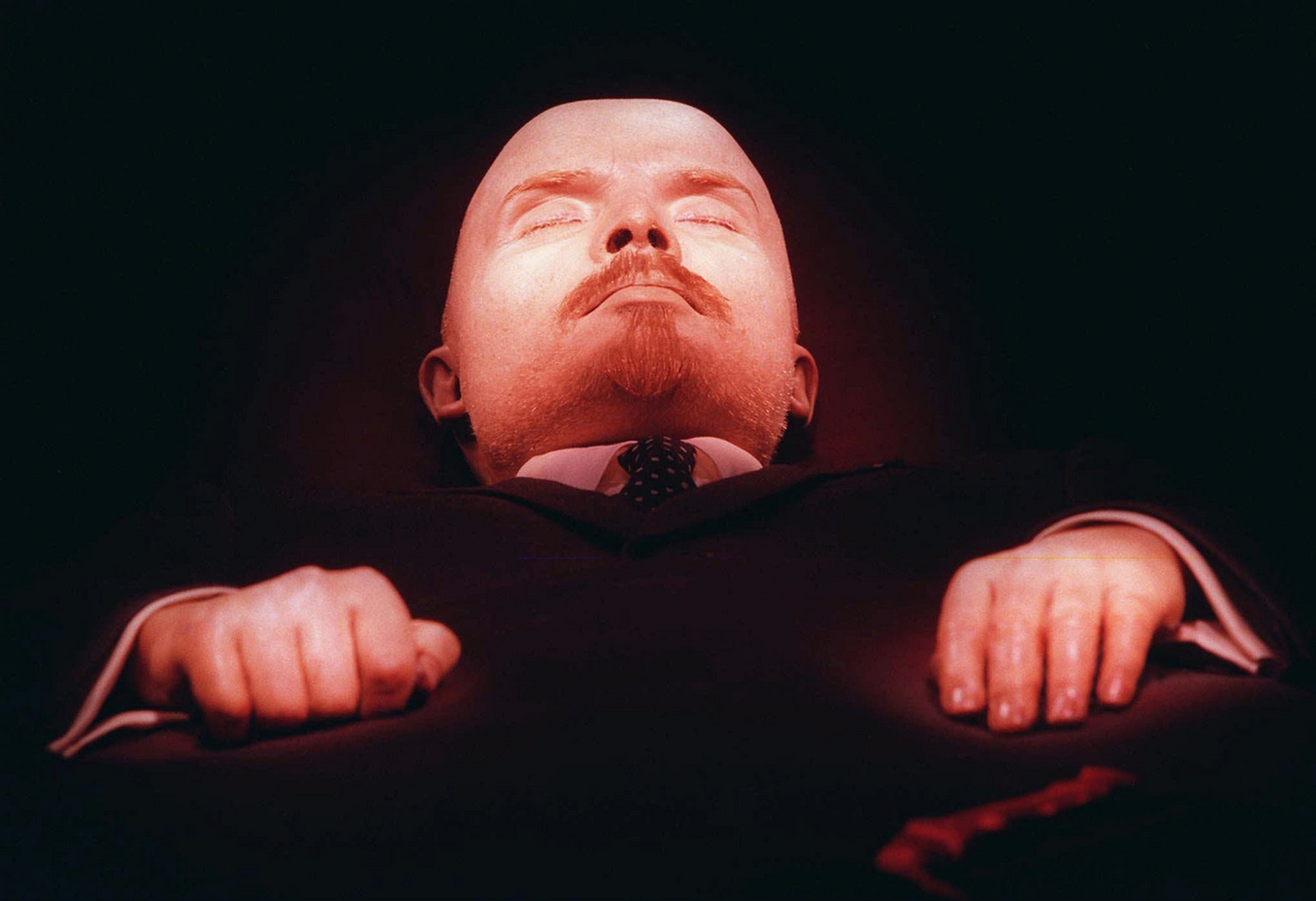Vladimir Lenin, founder of the Soviet Union, lays embalmed in his tomb in Moscow's Red Square, Wednesday, April 16, 1997, six days before his 127th April 22 birthday. An influential Russian governor s ...
