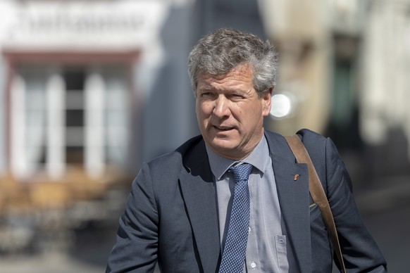 Nationalrat Thomas de Courten (SVP) bei seiner Ankunft im Regierungsgebaeude in Liestal am Sonntag, 31. Maerz 2019. (KEYSTONE/Georgios Kefalas)