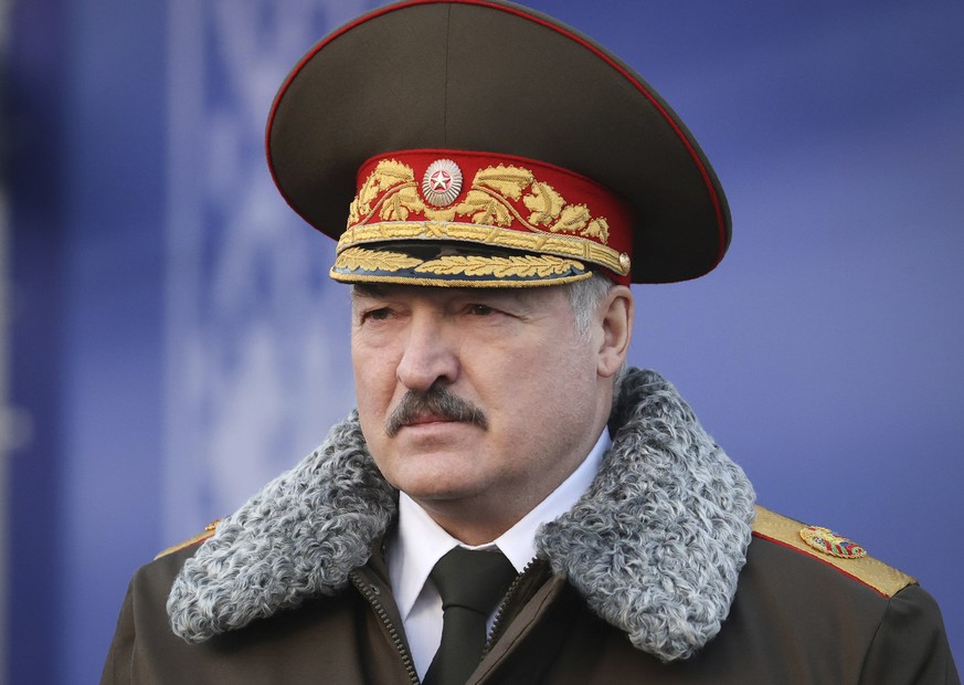 Belarusian President Alexander Lukashenko seen as he visits the Belarusian Interior Ministry special forces base in Minsk, Belarus, Wednesday, Dec. 30, 2020. (Maxim Guchek/BelTA Pool Photo via AP)