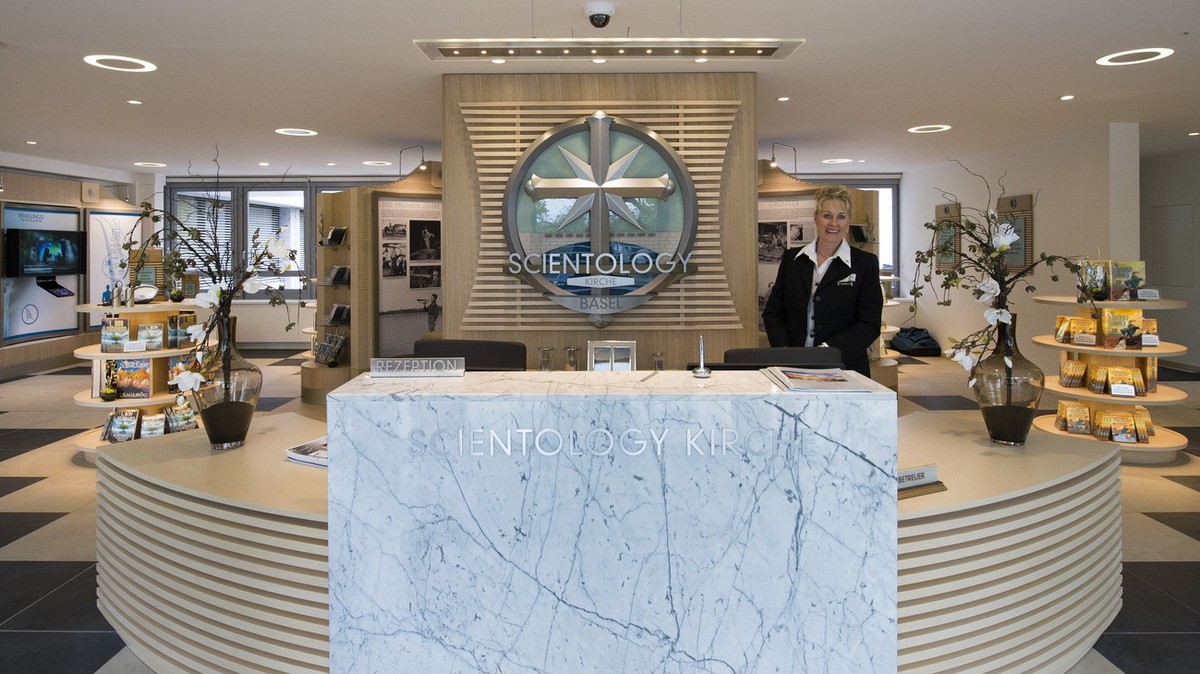 The reception area, pictured at the new Scientology church in Basel, Switzerland, on April 26, 2015. It's Scientology's first so called Ideal Org in Switzerland. (KEYSTONE/Georgios Kefalas)
 ...