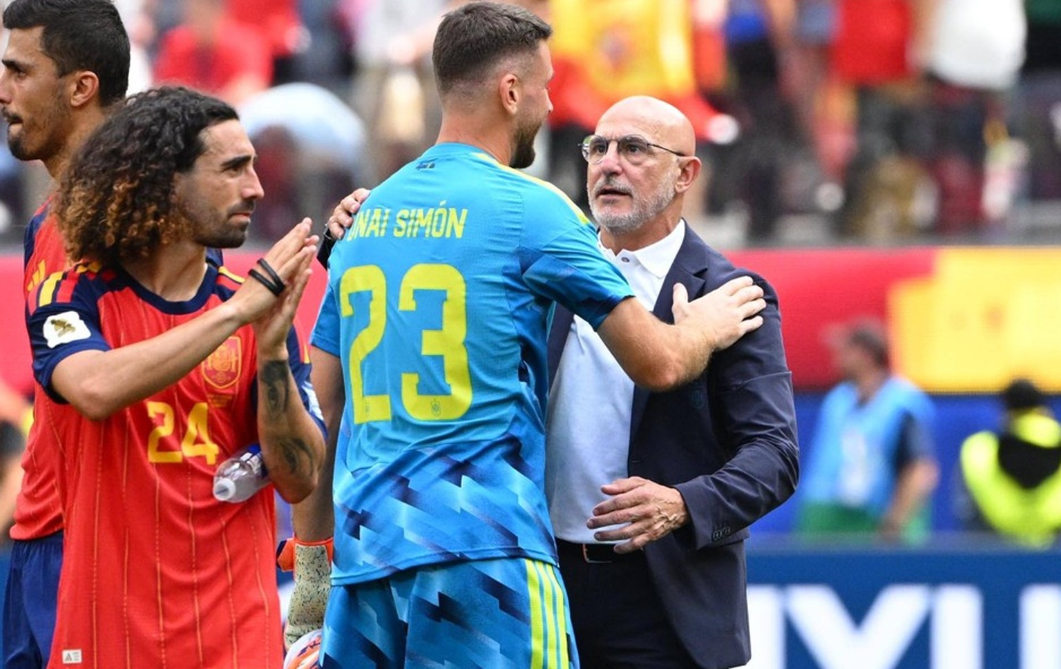 cucurella marc simon unai de la fuente luis FOOT COUPE DU MONDE 2026 2026 ESPAGNE-AUTRICHE 3-0 SOFI STADIUM LOS ANGELES ETATS UNIS 02/07/2026 FAUGERE FRANCK LOS ANGELES SOFI STADIUM GermanyxJapanxUKxF ...