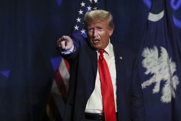 Former President Donald Trump leaves after speaking at the 56th annual Silver Elephant Gala in Columbia, South Carolina, Saturday, Aug. 5, 2023. (AP Photo/Artie Walker Jr.) Donald Trump