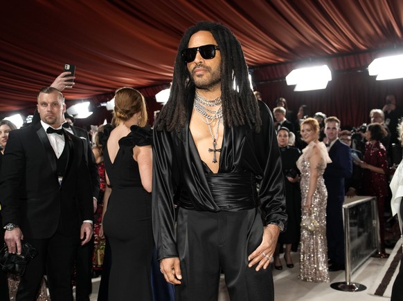 Lenny Kravitz arrives at the Oscars on Sunday, March 12, 2023, at the Dolby Theatre in Los Angeles. (AP Photo/John Locher)
Lenny Kravitz
