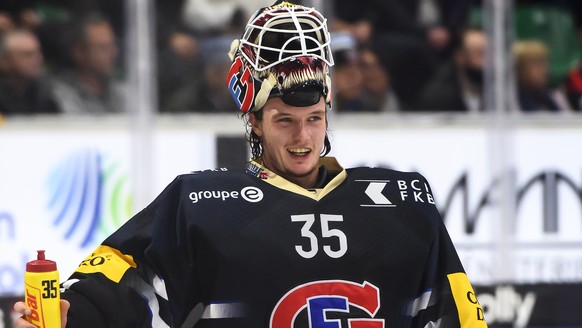 Gotterons Goalie Ludovic Waeber fotografiert beim Eishockey Meisterschaftsspiel der National League A zwischen den HC Fribourg Gotteron und dem Lausanne HC, am Samstag, 26. Oktober 2019, in der BCF Ar ...