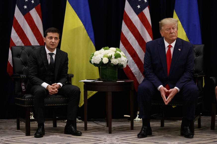 President Donald Trump meets with Ukrainian President Volodymyr Zelenskiy at the InterContinental Barclay New York hotel during the United Nations General Assembly, Wednesday, Sept. 25, 2019, in New Y ...