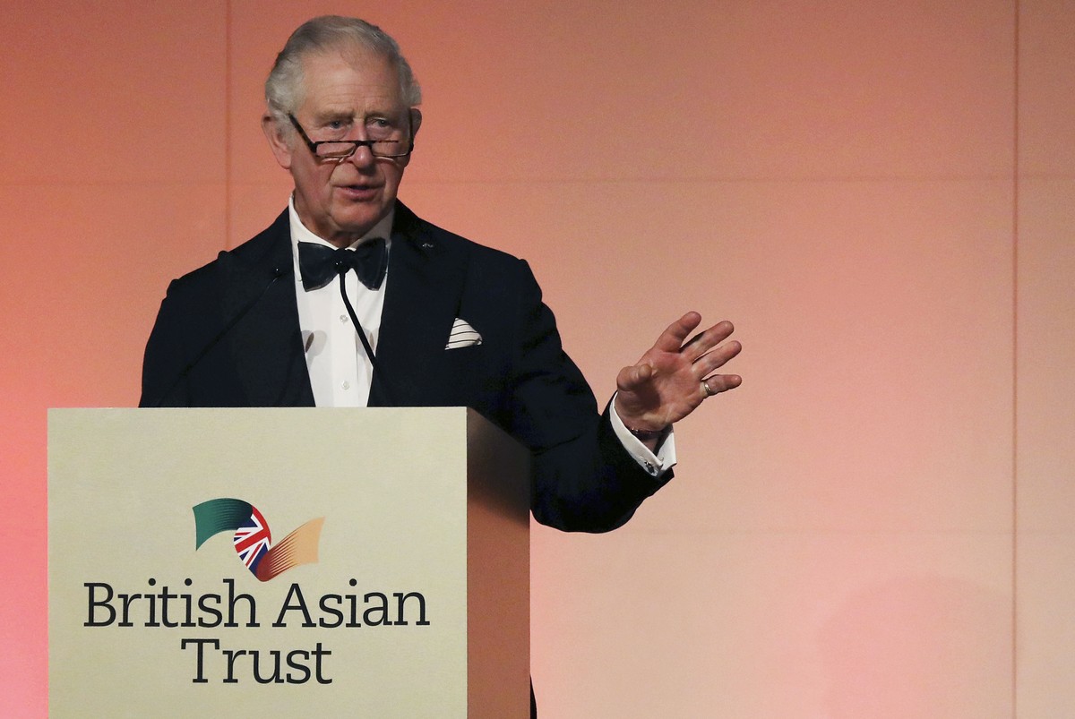 Britain's Prince Charles speaks at a reception to celebrate the British Asian Trust at The British Museum in London, Wednesday, Feb. 9, 2022. Royal officials say Britain