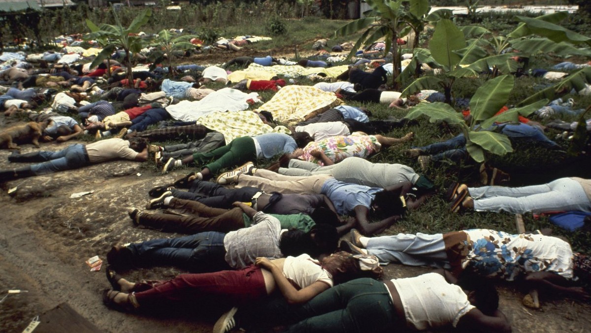 This Nov. 1978 photo shows bodies of followers of cult leader Jim Jones are seen at the Jonestown commune in Guyana, where more than 900 members of the People's Temple committed suicide. Passage  ...