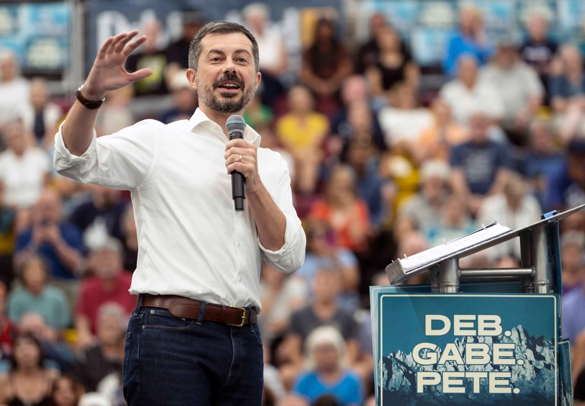 Pete Buttigieg en campagne électorale: la photo le montre lors d'un meeting dans le Colorado.