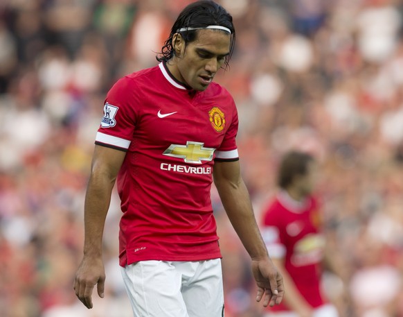 FILE - In this Sept. 14, 2014 file photo, Manchester United&#039;s Radamel Falcao Garcia walks on the field during his team&#039;s English Premier League soccer match at Old Trafford Stadium in Manche ...