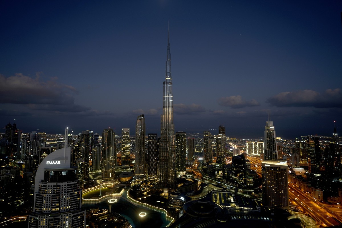 A general view of the Dubai skyline with Burj Khalifa, the world&amp;#039;s tallest building is seen as Dubai hosts the COP28 climate Summit today, United Arab Emirates, Thursday, Nov. 30, 2023. (AP P ...