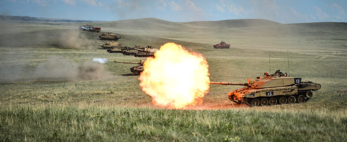 A Challenger 2 Main Battle Tank of the Royal Welsh Battle Group on Exercise Prairie Storm at the British Army Training Unit Suffield (BATUS) in Canada.

The prairie of Alberta has provided an excell ...