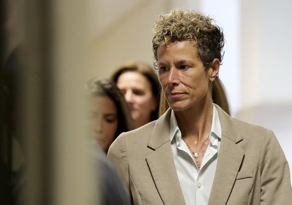 Andrea Constand arrives at the sentencing hearing for the sexual assault trial of Bill Cosby at the Montgomery County Courthouse in Norristown, Pa., Monday, Sept. 24, 2018. Cosby was the first celebri ...