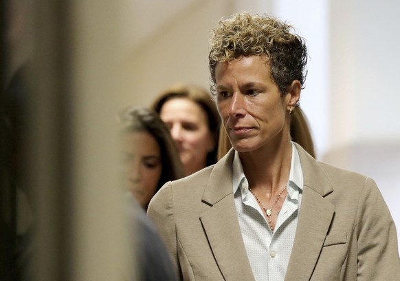 Andrea Constand arrives at the sentencing hearing for the sexual assault trial of Bill Cosby at the Montgomery County Courthouse in Norristown, Pa., Monday, Sept. 24, 2018. Cosby was the first celebri ...