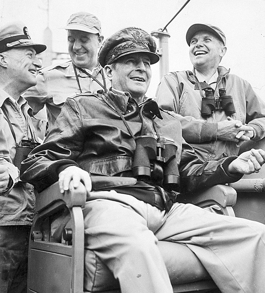 **ADVANCE FOR FRIDAY, JULY 4--FILE** In this Sept. 1950 file photo provided by the Department of Defense, U.S. Gen. Douglas MacArthur, commander in chief of U.N. forces in the Korean War, is shown on  ...