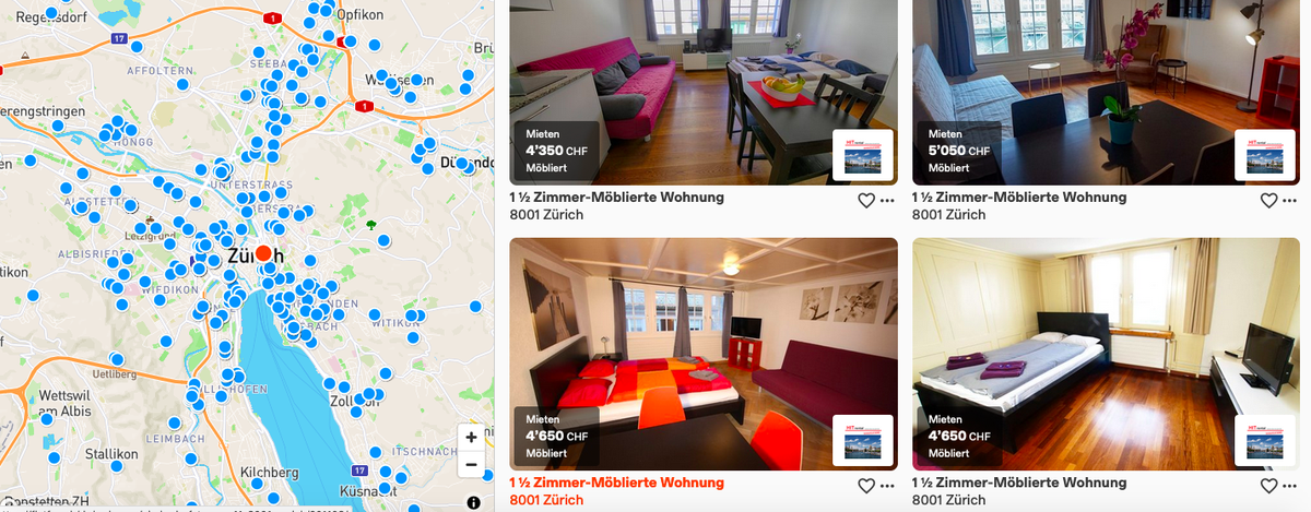Teure Business-Apartments in Zürich: 1.5-Zimmerwohnung für bis zu 5050 Franken.