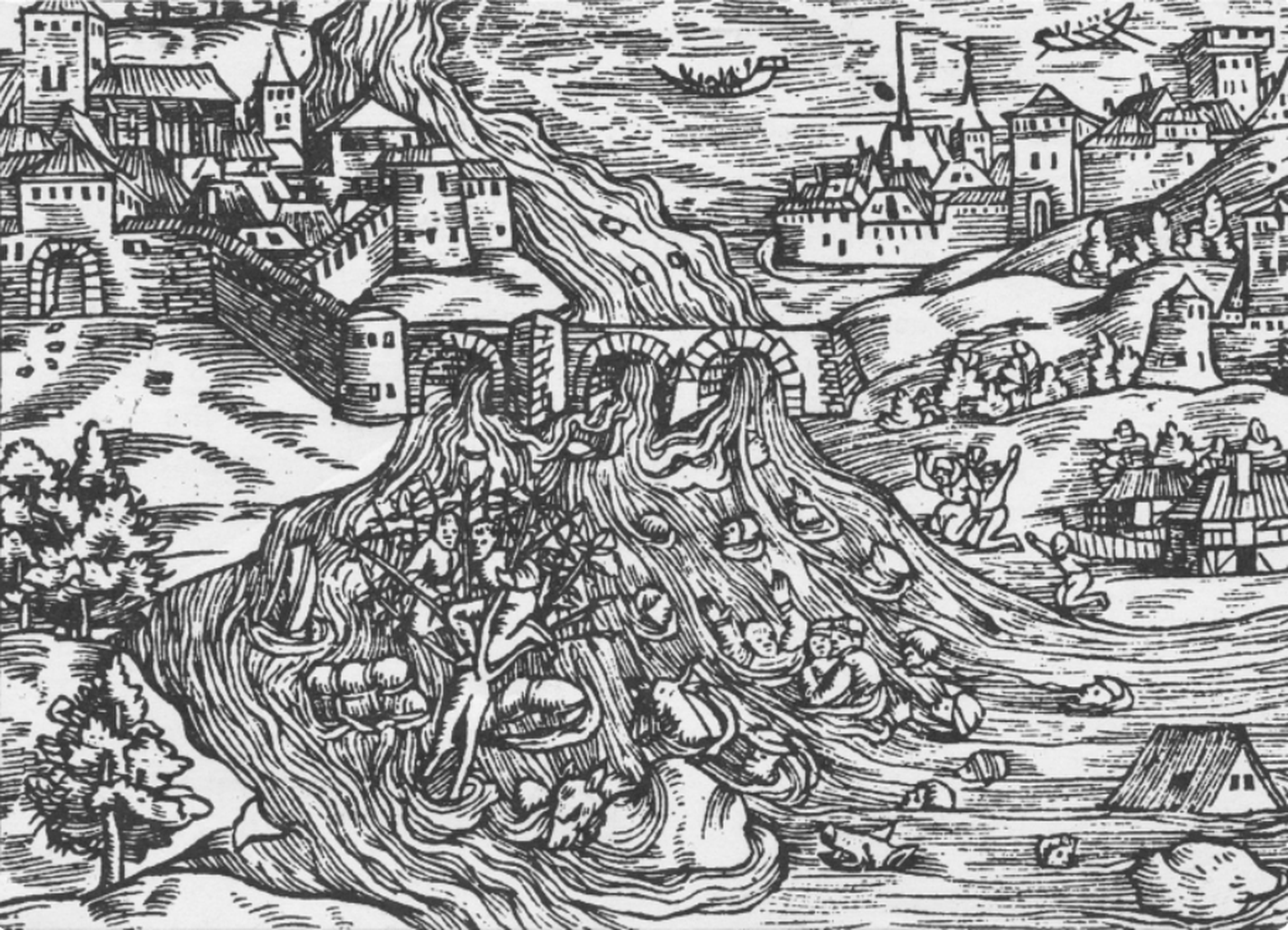 Flutwelle in Bellinzona in der Chronik von Johannes Stumpf.
https://de.wikipedia.org/wiki/Buzza_di_Biasca#/media/Datei:Buzza_di_Biasca.png