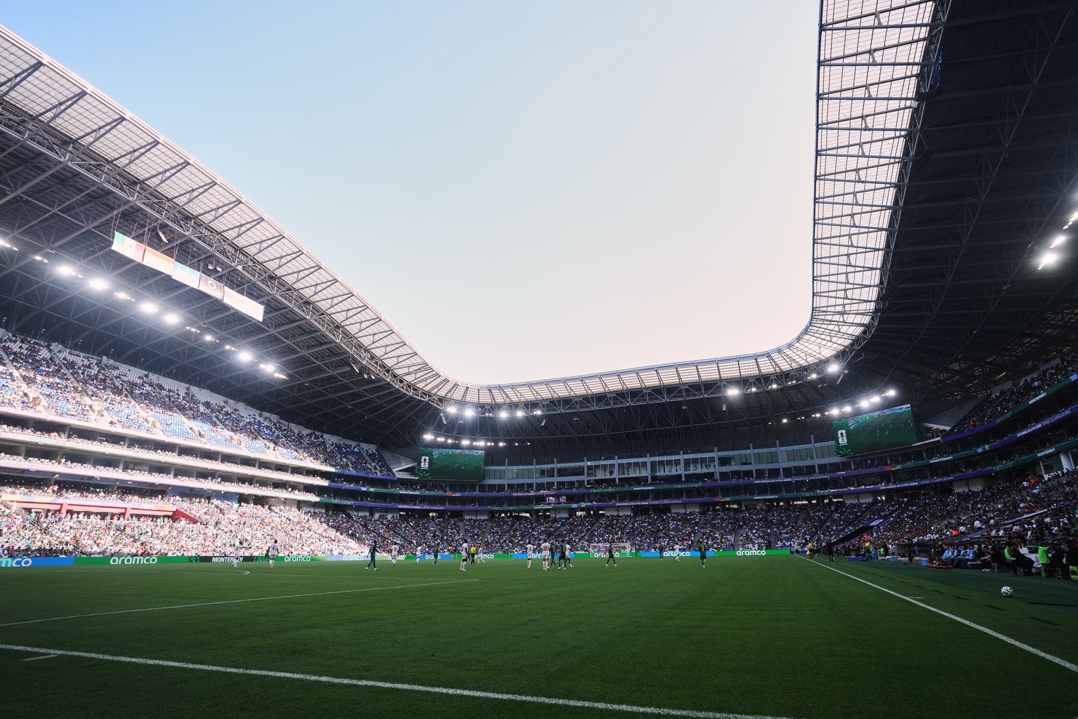 FILE - A general view of play during a World Cup playoff semifinal soccer match between Bolivia and Suriname in Monterrey, Mexico, Thursday, March 26, 2026. (AP Photo/Fernando Llano, File)
WCup Venues ...