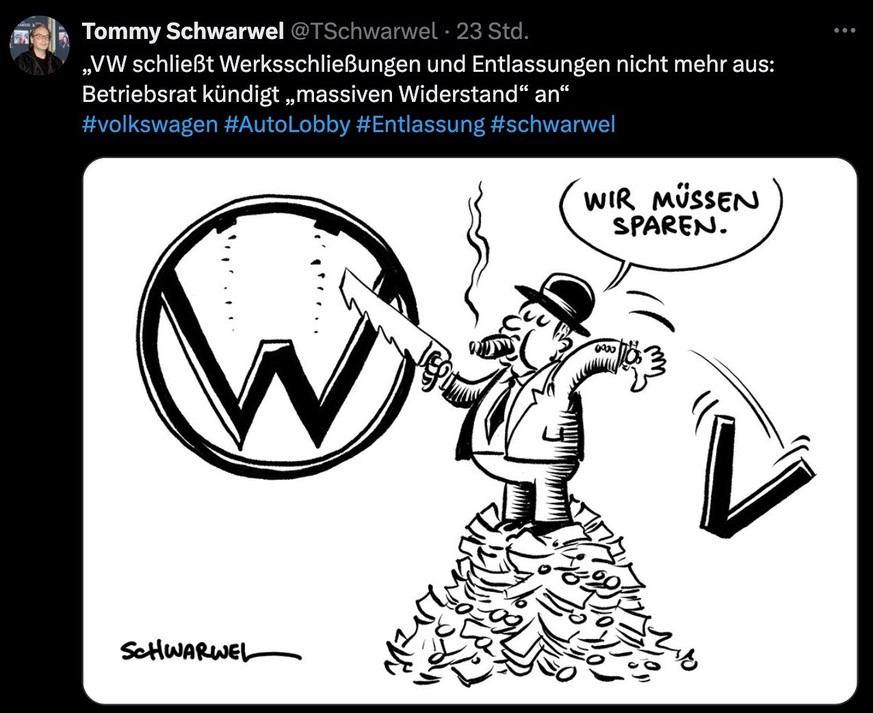 Karikatur zu Krise bei VW (Volkswagen-Konzern))