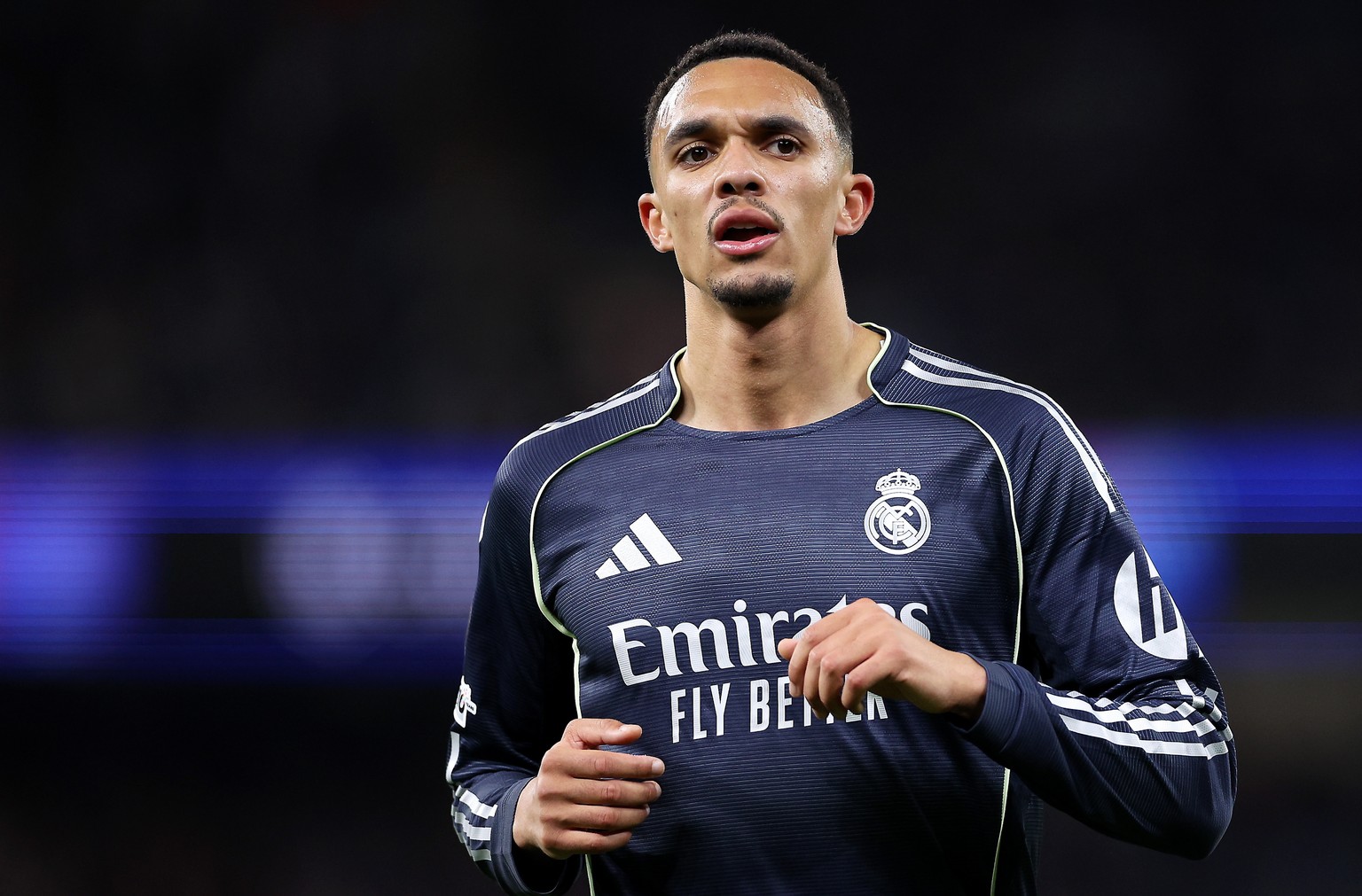 epa12828576 Trent Alexander-Arnold of Real Madrid in action during the UEFA Champions League Round of 16 2nd leg match between Manchester City and Real Madrid in Manchester, Great Britain, 17 March 20 ...