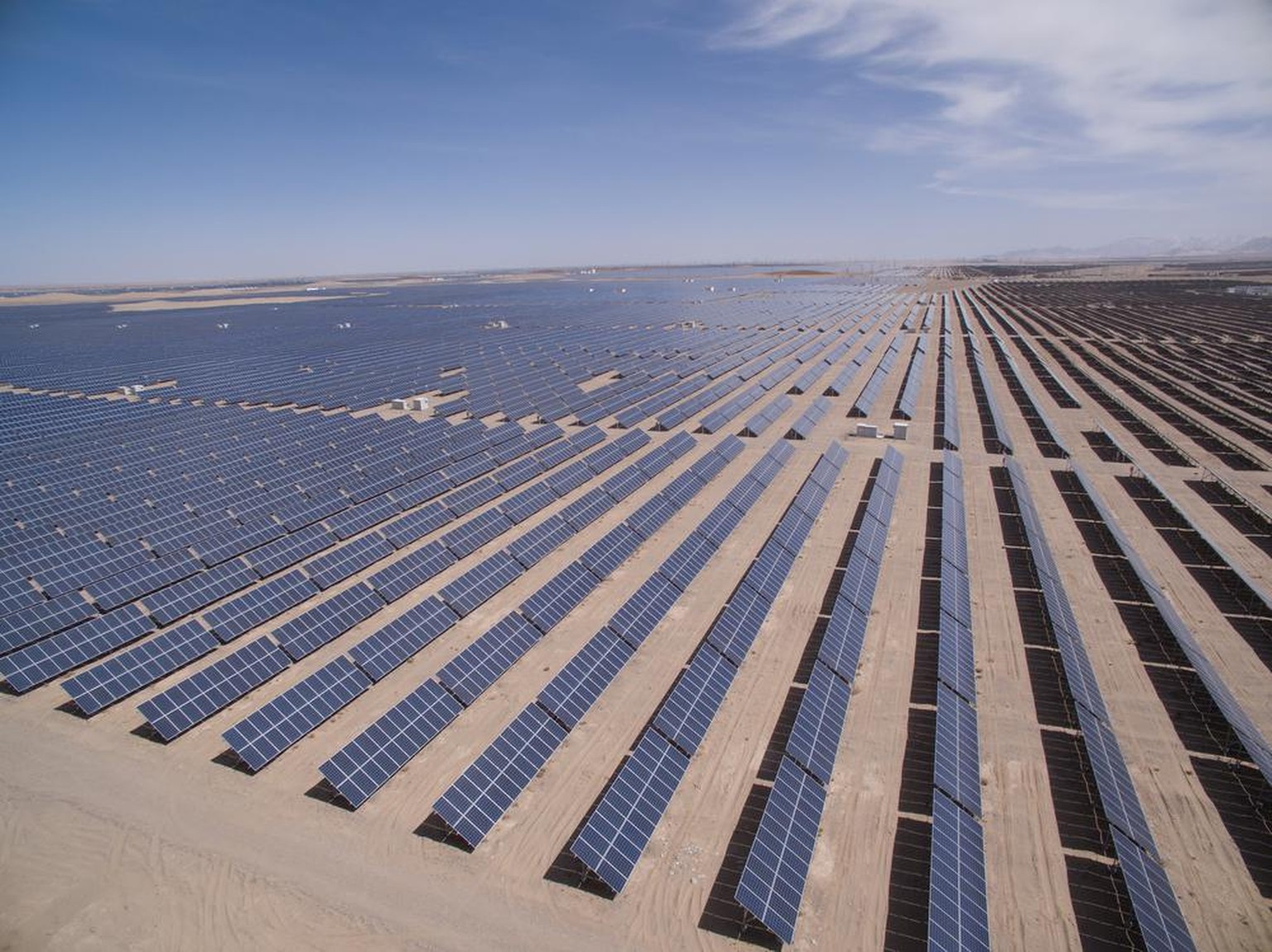 Gewaltige Ausmasse: eine Solarfarm in Golmud, China.