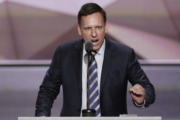 FILE - In this July 21, 2016, file photo, entrepreneur Peter Thiel speaks during the final day of the Republican National Convention in Cleveland. Silicon Valley billionaire and President Trump advise ...