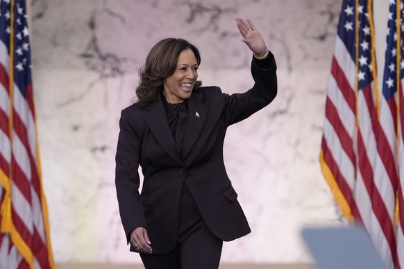 FILE - Vice President Kamala Harris arrives to deliver a concession speech for the 2024 presidential election on the campus of Howard University in Washington, Wednesday, Nov. 6, 2024. (AP Photo/J. Sc ...
