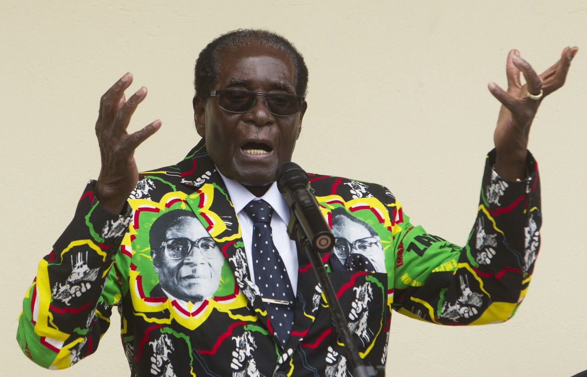 FILE - In this Saturday, Dec, 17, 2016 file photo, Zimbabwean President Robert Mugabe addresses people at an event before the closure of his party's 16th Annual Peoples Conference in Masvingo, so ...