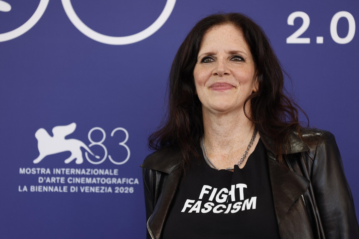epa13219455 US director Laura Poitras poses for the photocall of 'They're Here' at the 83rd annual Venice International Film Festival, in Venice, Italy, 07 September 2026. The movie is  ...