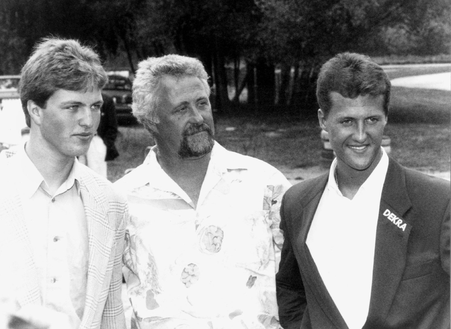 The photo shows Michael Schumacher (R), father Rolf Schumacher (C) and brother Ralf Schumacher (L) in Kerpen, Germany, 19 July 1993. Michael Schumacher announced his retirement on Sunday, 10 September ...