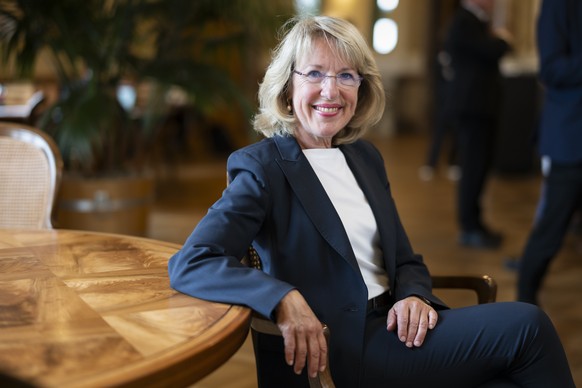 Portrait von Jacqueline de Quattro, FDP-VD, an der Sondersession des Nationalrats, am Montag, 5. Mai 2025 in der Wandelhalle des Nationalrats im Bundeshaus in Bern. (KEYSTONE/Alessandro della Valle)