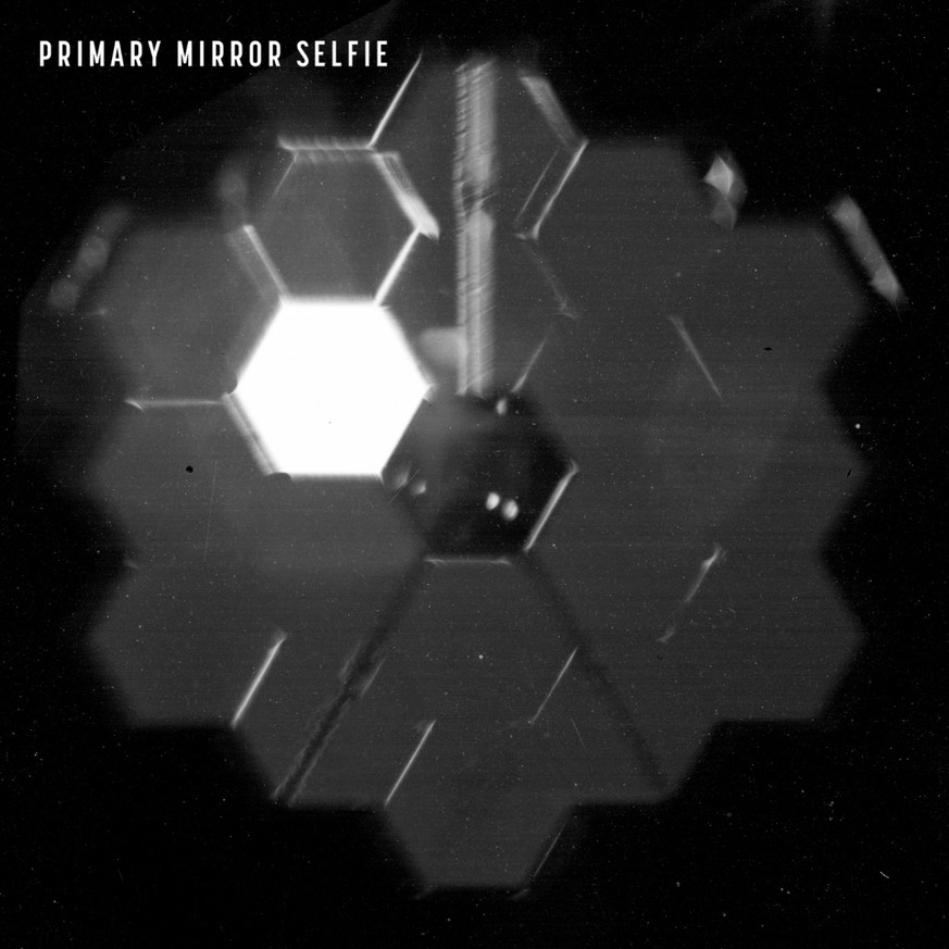 epa09747695 An undated handout picture made available by the National Aeronautics and Space Administration (NASA) shows a James Webb Space Telescope &#039;selfie&#039; created using a specialized pupi ...