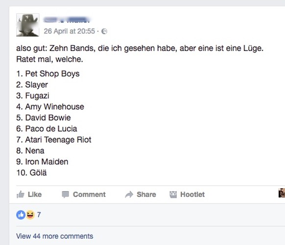 10 bands, die ich gesehen habe, eine ist eine lüge facebook meme parodien