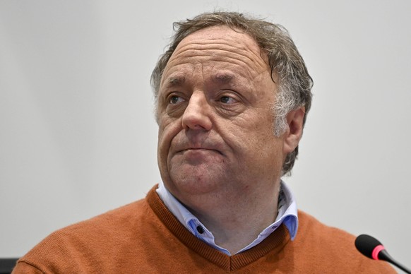 Virologist professor Marc Van Ranst pictured during a session of the special chamber commission to examine the management of the Covid-19 crisis, at the federal parliament in Brussels, Wednesday 21 Ap ...