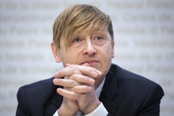 Stefan Meierhans, der Schweizer Preisueberwacher, waehrend der Jahresmedienkonferenz, am Montag, 2. Maerz 2020 in Bern. (KEYSTONE/Peter Klaunzer)