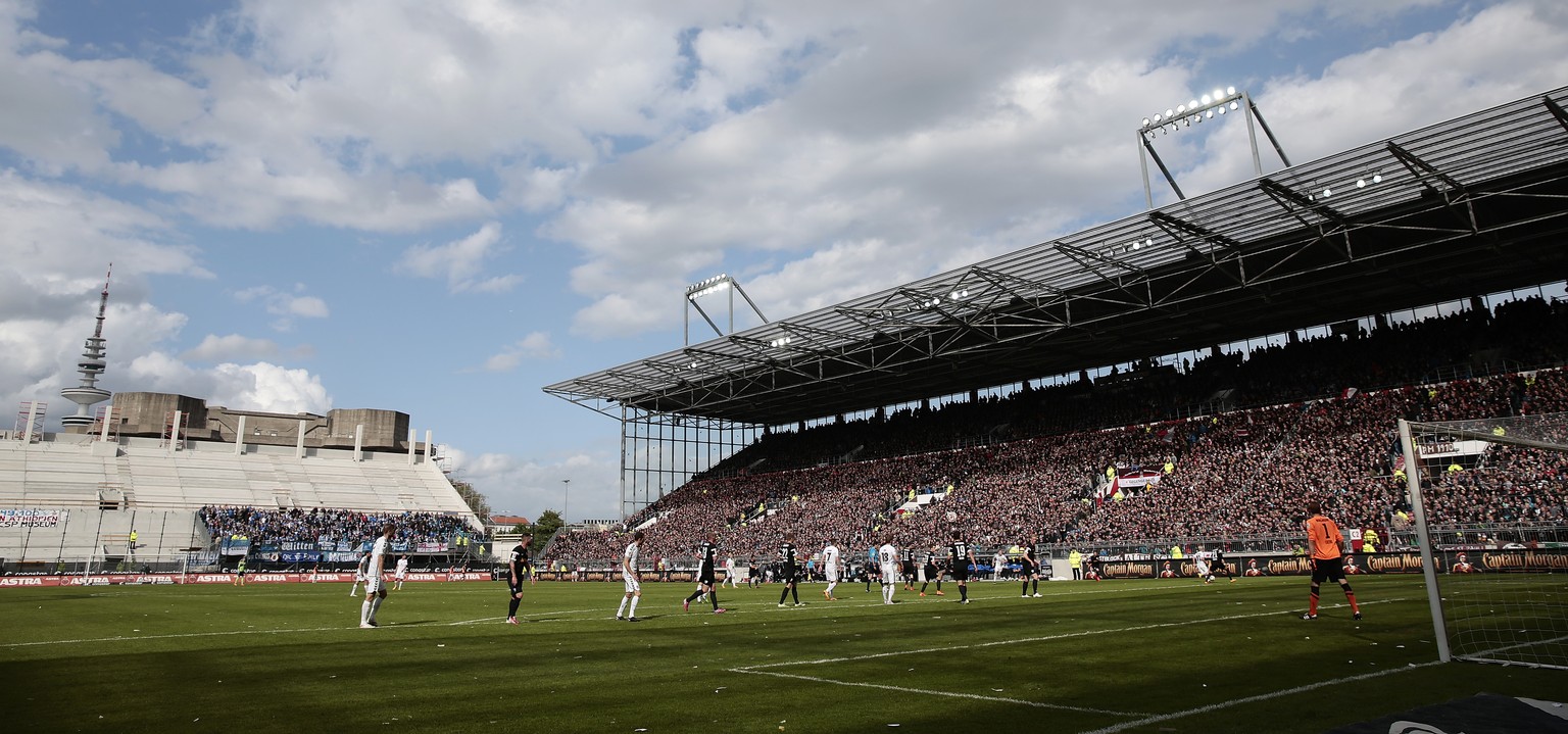 HAMBURG, GERMANY - MAY 17: A generale view before the Second Bundesliga match between FC St. Pauli and VfL Bochum at Millerntor Stadium on May 17, 2015 in Hamburg, Germany. (Photo by Oliver Hardt/Bong ...