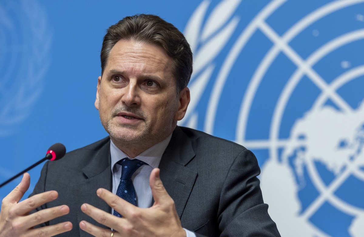Switzerland's Pierre Kraehenbuehl, UNRWA Commissioner-General, speaks about the UNRWA's work, achievements and challenges in 2018 and beyond, during a press conference, at the European headq ...