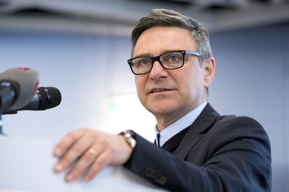 Giorgio Tuti, Praesident SEV spricht waehrend der SGB-Delegiertenversammlung, am Freitag, 24. Maerz 2017 im Hotel Ador in Bern. (KEYSTONE/Anthony Anex)