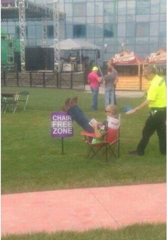 Before disaster strikes: Failure with man on chair in chair-free zone