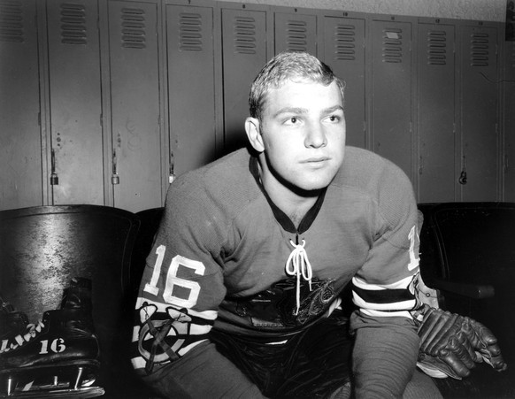 FILE - Bobby Hull, 18-year-old player on the Chicago Blackhawks, is photographed in Chicago, Ill., on Oct. 24, 1957. Hull, a Hall of Fame forward who helped the Blackhawks win the 1961 Stanley Cup Fin ...