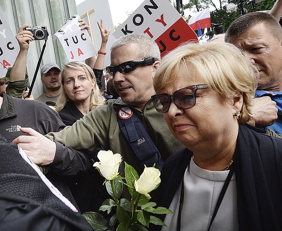 The president of Poland&#039;s Supreme Court, Malgorzata Gersdorf, arrives for work at the Supreme Court building in Warsaw, Poland, Wednesday, July 4, 2018 saying she is defending the rule of law, in ...