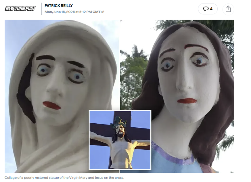 Religiöse Statuen bei Restauration verunstaltet