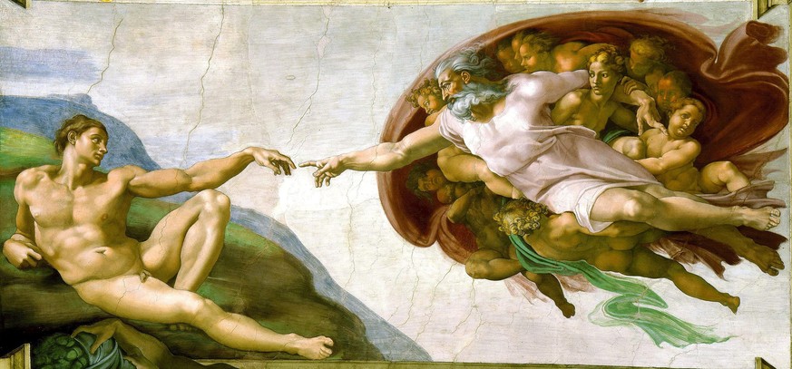 Symbolbild von Michelangelo: Gott schuf Adam.