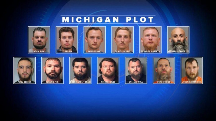 Diese 13 Männer stehen in Verdacht, die Gouverneurin von Michigan, Gretchen Whitmer, entführt haben zu wollen.