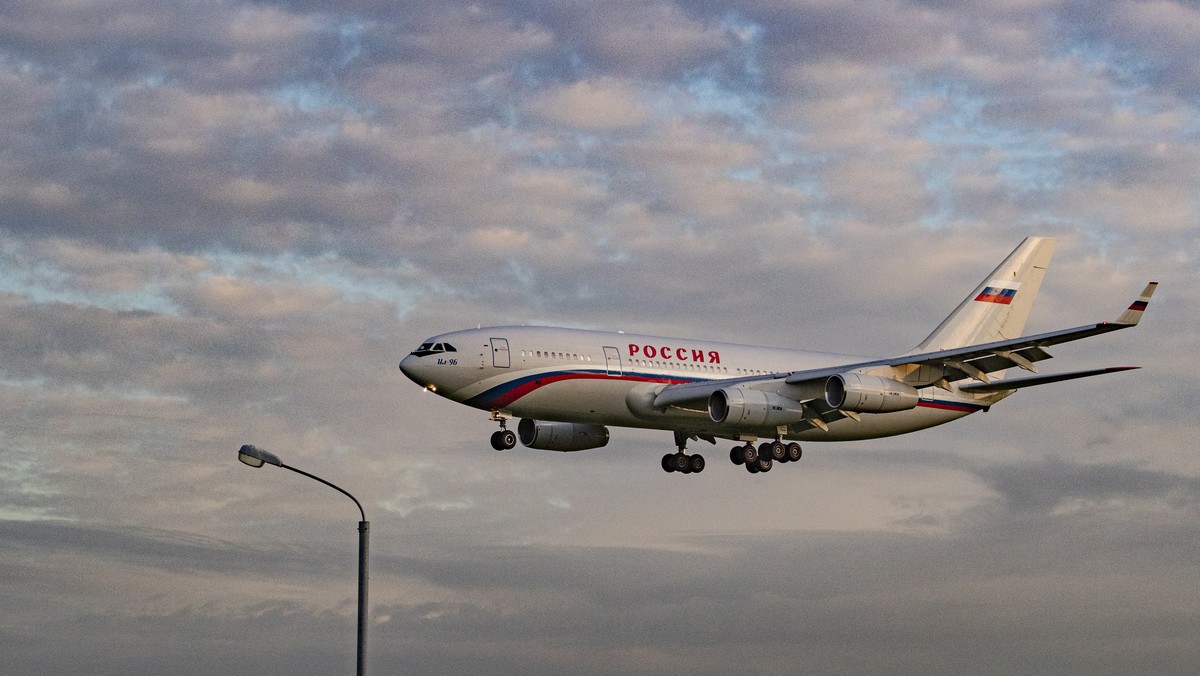 epa09239598 Russian special government plane Ilyushin IL-96 lands at the Vnukovo airport in Moscow, Russia, 31 May 2021. Tensions in Czech-Russian relations resulted from the findings of the Czech int ...