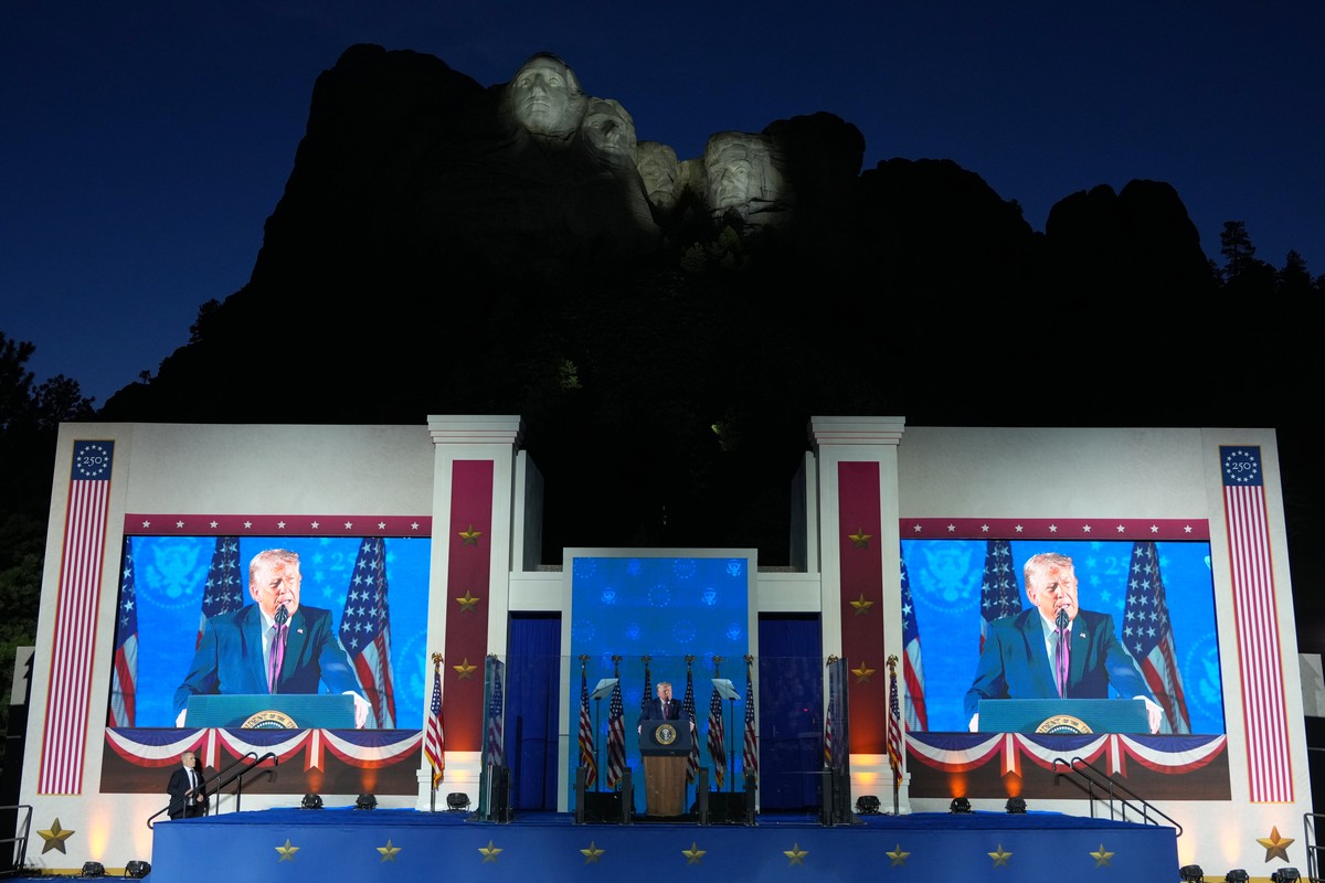 President Donald Trump speaks at Mount Rushmore National Memorial, Friday, July 3, 2026, near Keystone, S.D. (AP Photo/Alex Brandon)
Trump
