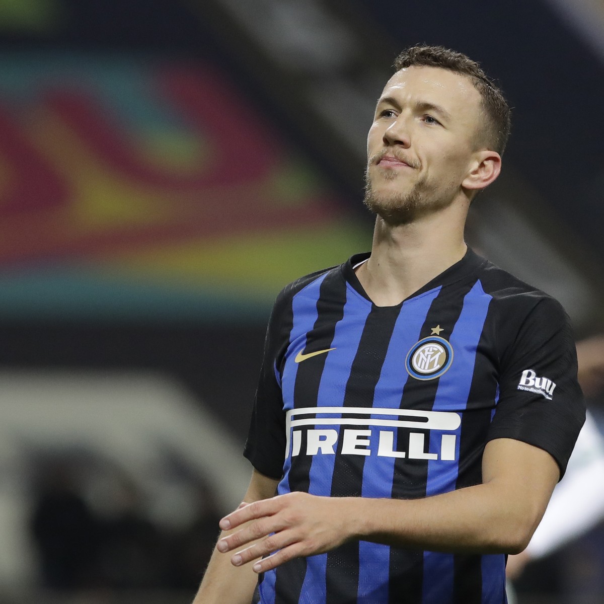 FILE - In this Saturday, Jan. 19, 2019 file photo, Inter Milan's Ivan Perisic looks up during a Serie A soccer match between Inter Milan and Sassuolo, at the San Siro stadium in Milan, Italy. Int ...
