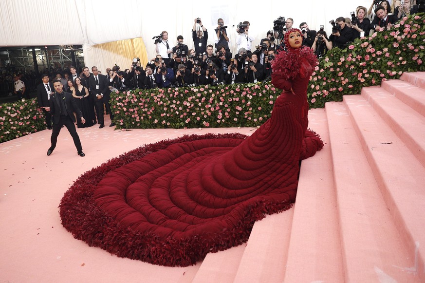 epa07552617 Cardi B arrives on the red carpet for the 2019 Met Gala, the annual benefit for the Metropolitan Museum of Art's Costume Institute, in New York, New York, USA, 06 May 2019. The event ...