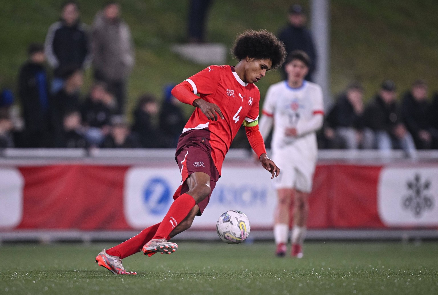 Fussball, Junioren U 17 UEFA EURO, EM, Europameisterschaft,Fussball 2025 / FIFA WM 2025 Qualifikation in Baden / Schweiz. 25.03.2025 Schweiz 1-3 Tschechien Nelson Savonnier Schweiz *** Football, Junio ...