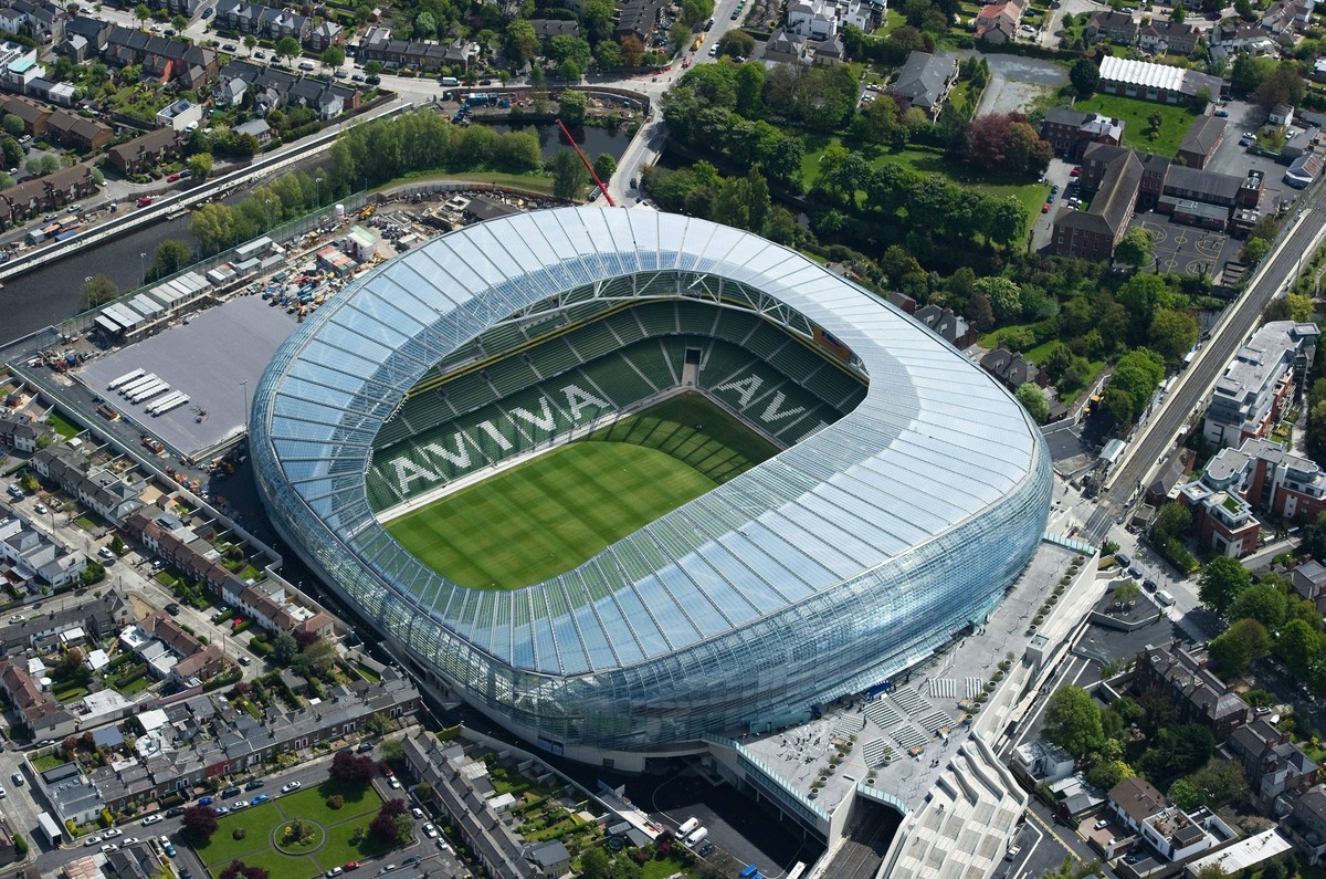 14 May 2010; An aerial view of the Aviva Stadium. Dublin. Picture credit; Brendan Moran / SPORTSFILE (Photo by Sportsfile/Corbis/Sportsfile via Getty Images)