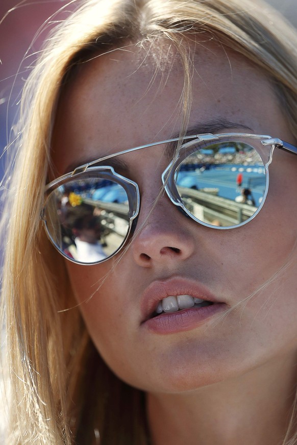 Ester Satorova, model and fiancee of Tomas Berdych of Czech Republic, watches as he plays Jurgen Melzer of Austria during their men&#039;s singles second round match at the Australian Open 2015 tennis ...